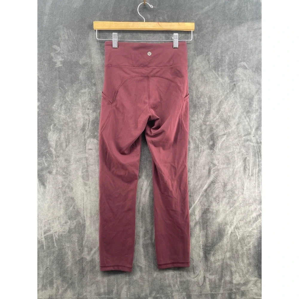 Lululemon Women's Size 4 Burgundy High‎ Rise Pocket Leggings Yoga Pants